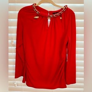 Ladies long sleeved red blouse size L